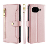 Handykette Google Pixel 10A Hülle mit Band Handyhülle Kartenfächer PU Leder Umhängetasche in Rosa