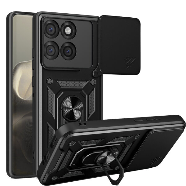 Outdoor Panzer Hülle für Motorola Edge 60 Pro Handyhülle mit Kameraschutz Ringhalter Schwarz