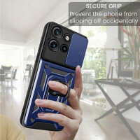 Outdoor Panzer Hülle für Motorola Edge 60 Neo Handyhülle mit Kameraschutz Ringhalter Blau