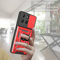 Outdoor Panzer Hülle für Motorola Moto G17 Handyhülle mit Kameraschutz Ringhalter Rot
