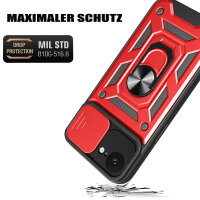 Panzer Hülle für iPhone 17E Handyhülle mit Kameraschutz Ringhalter Rot