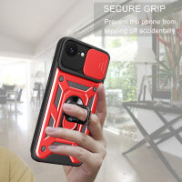 Panzer Hülle für iPhone 17E Handyhülle mit Kameraschutz Ringhalter Rot