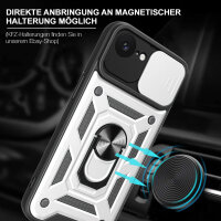 Panzer Hülle für iPhone 17E Handyhülle mit Kameraschutz Ringhalter Silber