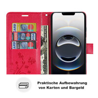 Hülle für iPhone 17E Handy Tasche Handyhülle Schutzhülle Klapphülle Blume Rot