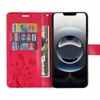 Hülle für iPhone 17E Handy Tasche Handyhülle Schutzhülle Klapphülle Blume Rot