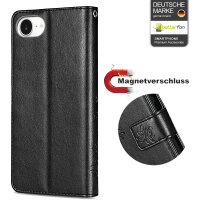 Hülle für iPhone 17E Handy Tasche Handyhülle Schutzhülle Klapphülle Blume Schwarz