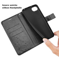Hülle für iPhone 17E Handy Tasche Handyhülle Schutzhülle Klapphülle Blume Schwarz