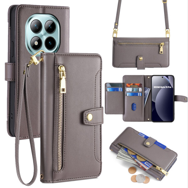 Handykette PU Leder für Xiaomi Redmi Note 15 Pro 4G Grau