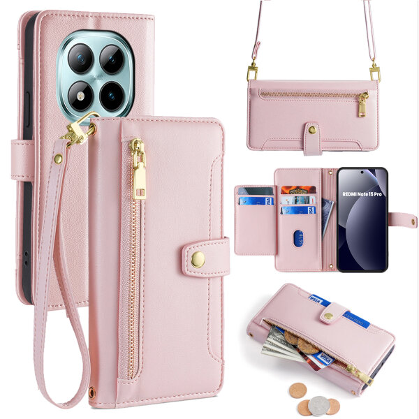 Handykette PU Leder für Xiaomi Redmi Note 15 Pro 5G Rosa