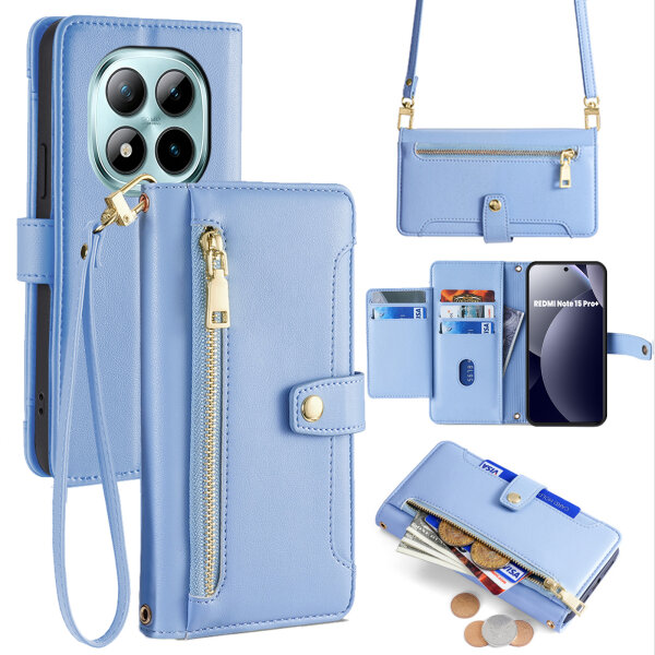 Handykette PU Leder für Xiaomi Redmi Note 15 Pro+ Hellblau