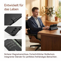 Hülle für Samsung Galaxy S26 Ultra RFID Wallet Case Kartenfächern & Standfunktion in PU Leder Schwarz