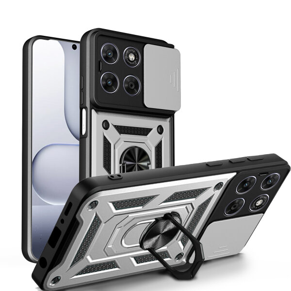 Outdoor Panzer Hülle für Motorola Moto G77 Silber