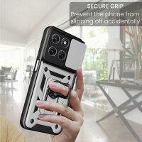 Outdoor Panzer Hülle für Motorola Moto G77 Silber