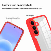 360° Hülle für Samsung A57, 360 Grad Handyhülle mit Integriertem Displayschutz Rot