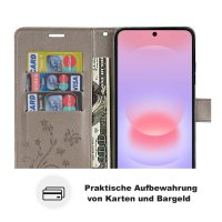 Handy Tasche für Samsung Galaxy A37 / A36 Hülle Handyhülle Klapphülle Wallet Case Grau